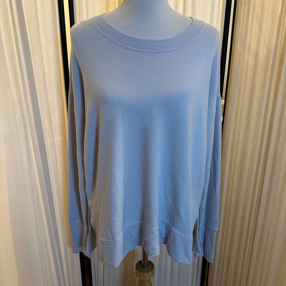 Athleta Blue Oversized Sweatshirt with Crew Neck